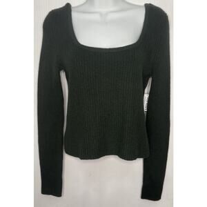 Old Navy Fitted Cropped Square Neck Rib Knit Sweater Green Women’s Small NEW